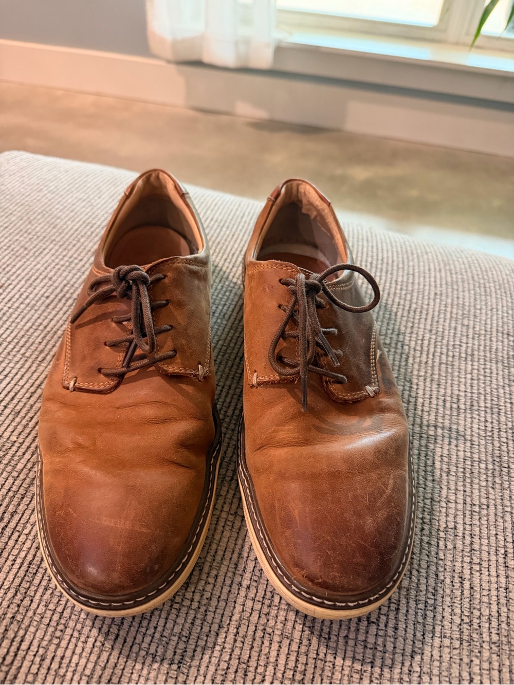 J&M Brown Leather Derby Shoes Made in India Classic Casual Lace-Up Size 9.5